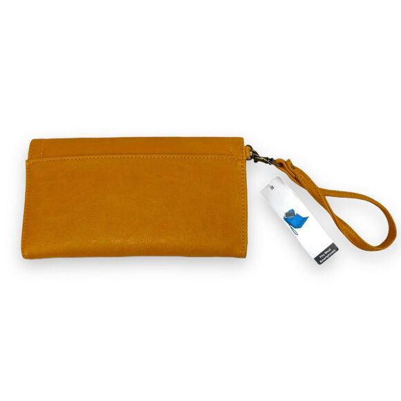 Isabella Wristlet Cell Phone Wallet Compact Purse Yellow Dust Vegan Leather NWT - Picture 7 of 14